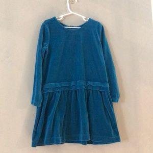 Hanna Andersson - SIZE 120 (6/7) - Blue Velour - Blocky Fit - Buttoned Back